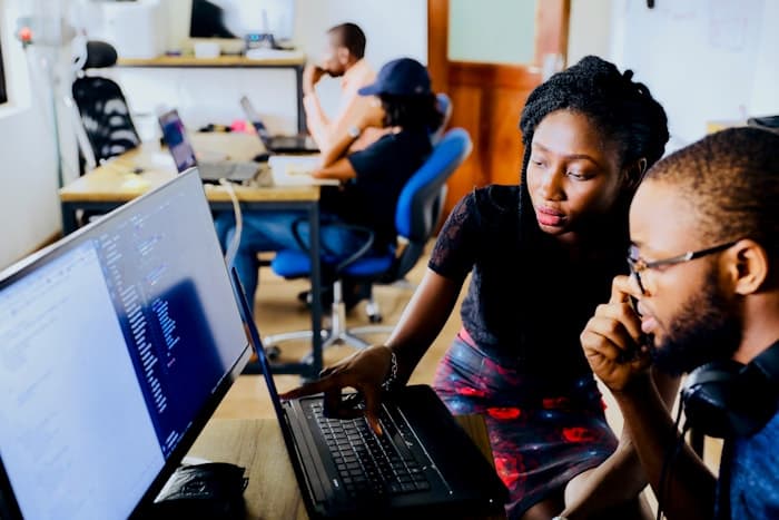 Nigerian teenage students studying together